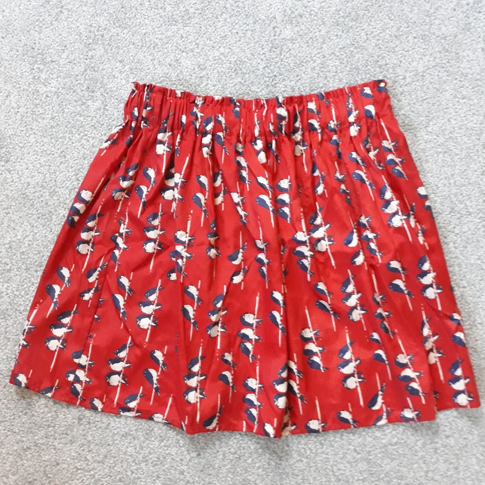 Red Camel Bird Print Skirt Small
